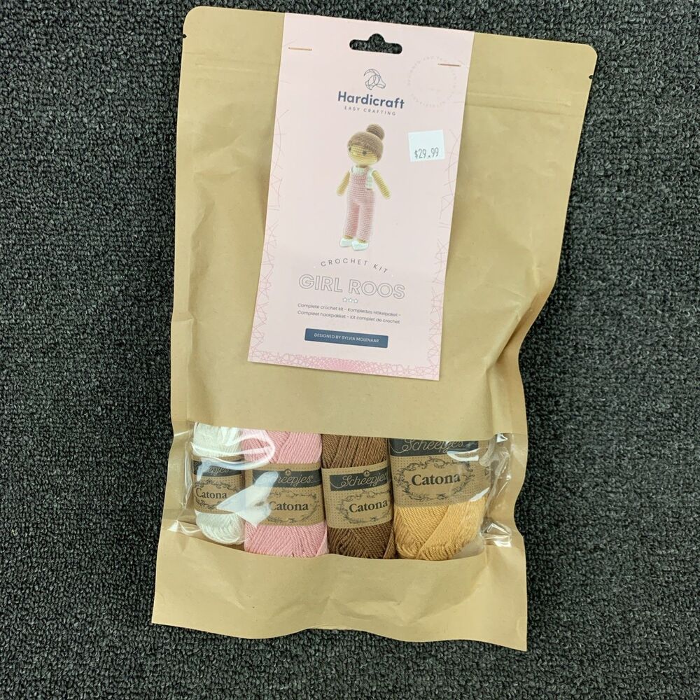 Brand New Hardicraft East Crafting Crochet Kit Girl Roos Stuffed Toy